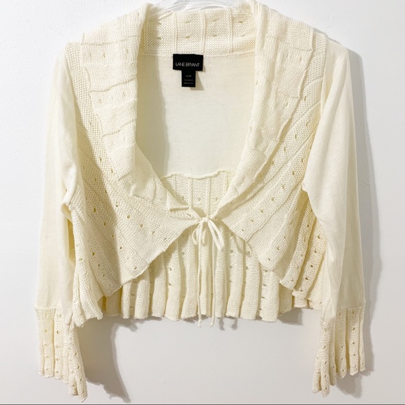 Lane Bryant Sweaters - Lane Bryant Acrylic Tie Closure Lace Cardigan Sweater Shawl Collar
